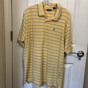 IZOD  Mens Polo Golf Shirt Yellow Stripe Size XL